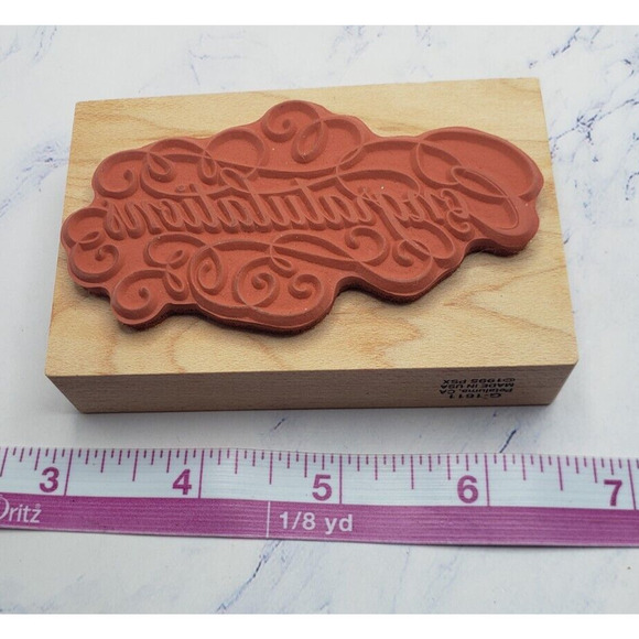 Vintage PSX Rubber Stamp Fancy Congratulations Wood Mounted Rubber Stamp - Picture 6 of 7